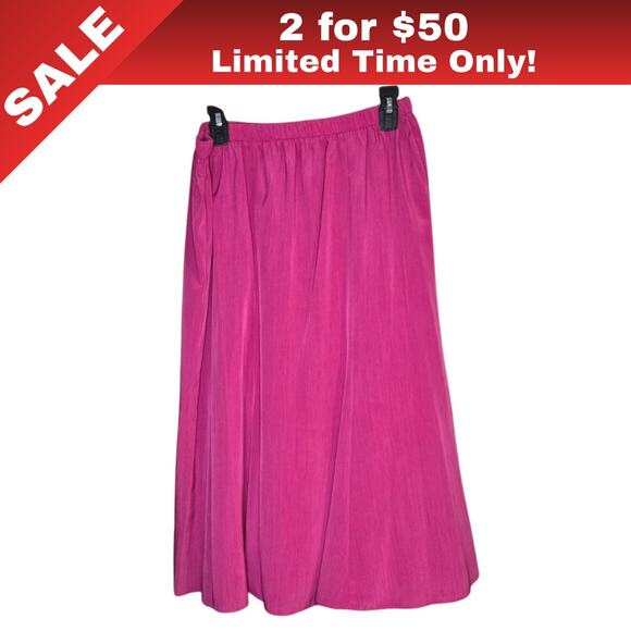 [Sale: 2 for $50!] REGAL HOT PINK FLOWY MAXI SKIRT SIZE XL ELASTIC WAIST 0280 - Picture 1 of 9